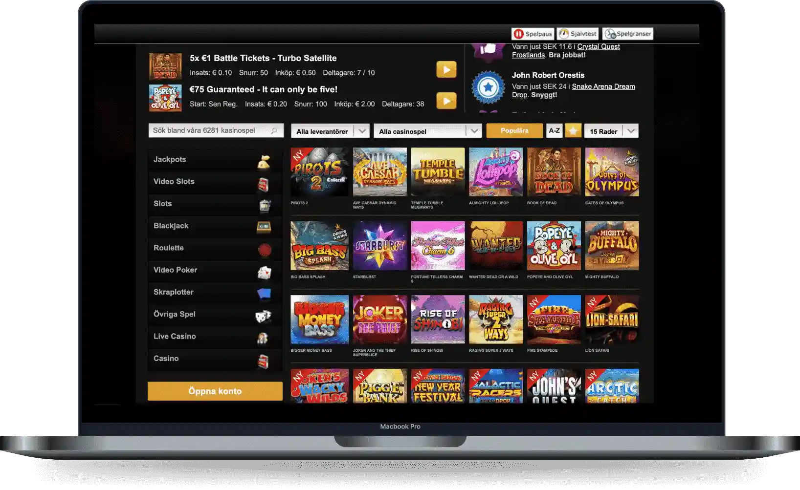 VideoSlots casino spel slots