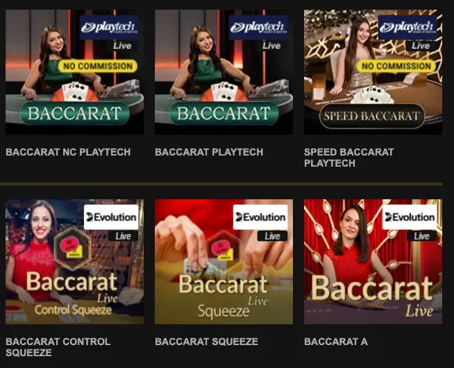 videoslots casino baccarat games